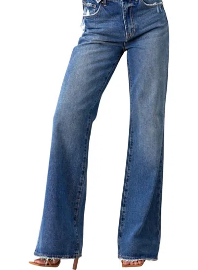 Insane Gene High Rise Relaxed Boot Cut Denim Pants In Medium Vintage In Blue