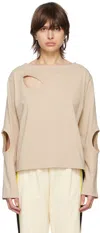 Inscrire Beige Cutouts Long Sleeve T-shirt In Beige