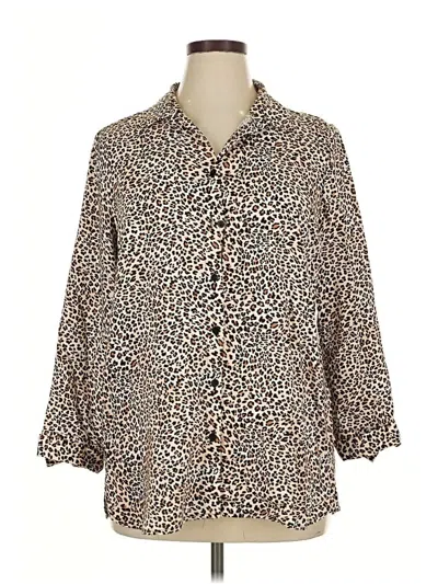 Pre-owned Insight 3/4 Sleeve Button Down Shirt In Brown