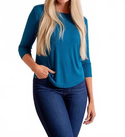 Insight 3/4 Sleeve Day Casual Top In Ocean Deep In Multi