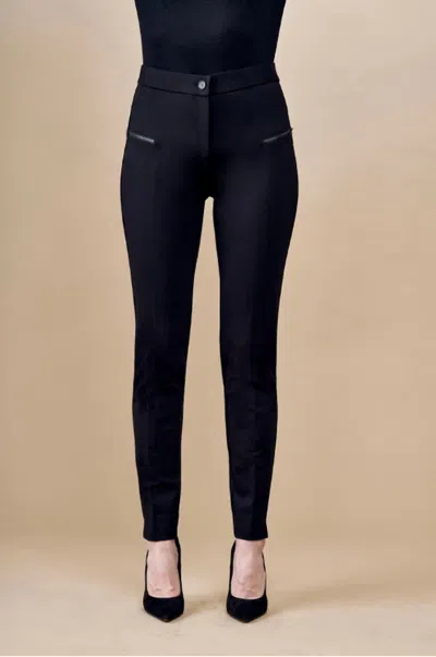 Insight Bcp101a72 Solid Scuba Pants With Slanted Zipper Trim In Black