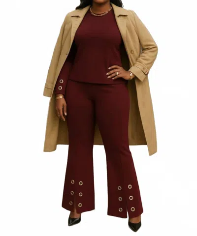 Insight Bordeaux Scuba Flare Pant In Burgundy In Red
