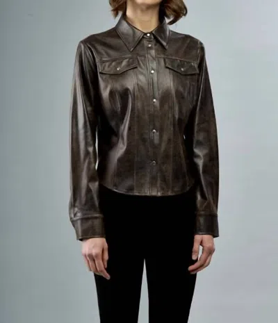 Insight Faux Vegan Shacket In Brown