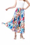 Insight Joy Floral Pleated Skirt In White/multi In Multi