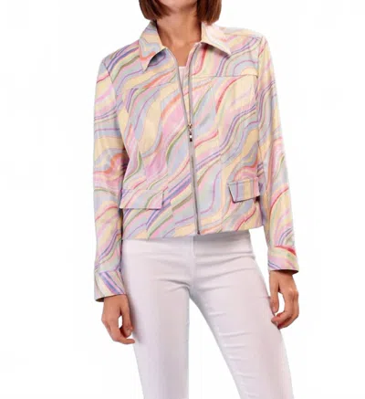 Insight Lakelyn Liquid Pastel Mix Metallic Vegan Leather Zip Up Jacket In Multi