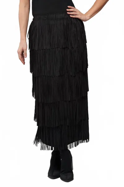 Insight Layered Fringe Skirt In Black