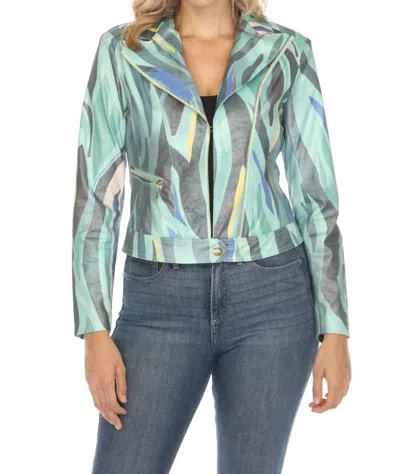 Insight Liquid Ocean Waves Vegan Leather Jacket In Multi In Brown