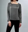 Insight Long Sleeve Solid Blouse In Taupe Grey In Gray