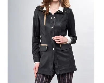 Insight Long Vegan Jacket With Snap Front In Black