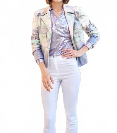 Insight Lorelei Liquid Desert Dream Metallic Faux Leather Jacket In Purple