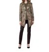 Insight Print Metallic Long Faux Suede Jacket In Green In Green