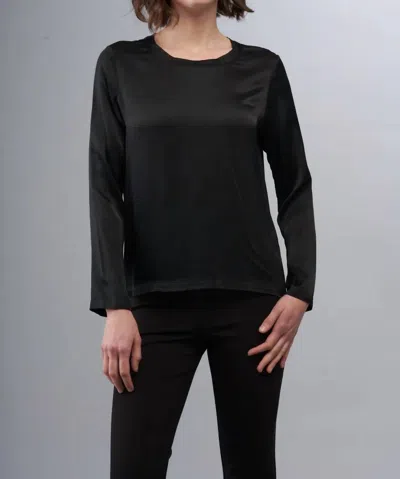 Insight Satin Scoopneck Solid Blouse In Black