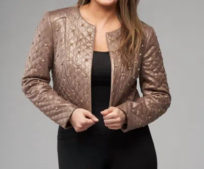 Insight Vegan Leather Crop Jacket In Bronze In Brown