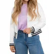 Insight Vegan Leather Long Sleeve Jacket In Coconut Stripe In White