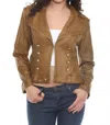 Insight Vegan Leather Military Jacket In Willow Green In Brown