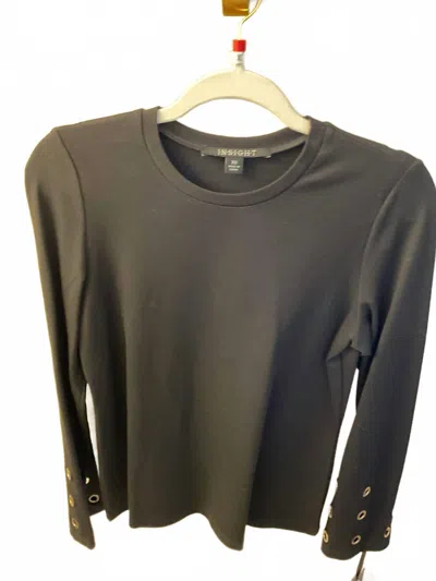 Insight Women's Grommet Sleeves Top In Black In Gray