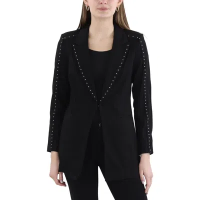 Insight Womens Studded Collared One-button Blazer In Black