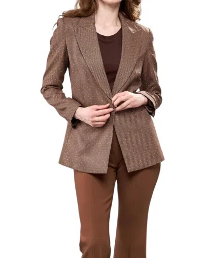 Insight Woven Houndstooth Blazer In Cinnamon In Brown