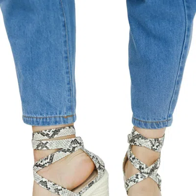 Insignia Kayla Lace Up Wedge In Snake Print In Silver