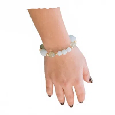 Inspire Designs Seafoam Stretch Bracelet In White In Yellow