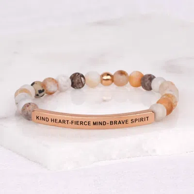 Inspire Me Bracelets Kind Heart - Fierce Mind - Brave Spirit Bracelet In Bamboo Agate