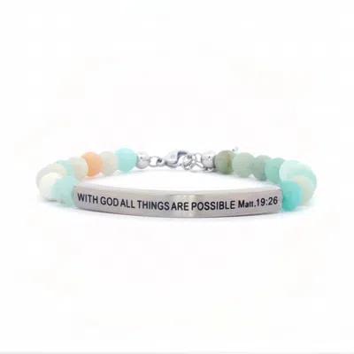 Inspire Me Bracelets Women's With God All Things Are Possible Bracelet In Amazonite In Multi