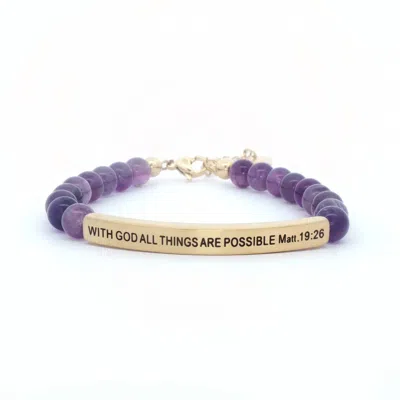 Inspire Me Bracelets Women's With God All Things Are Possible Bracelet In Amethyst In Green