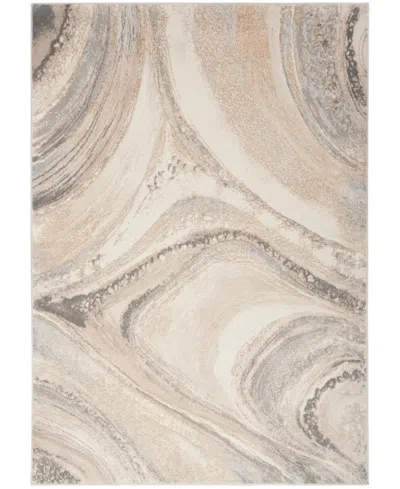 Inspire Me! Home Decor Brushstrokes Bsk03 5'3"x7'3" Area Rug In Cream,gray