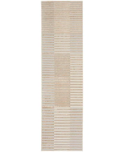 Inspire Me! Home Decor Brushstrokes Bsk04 2'2"x7'6" Runner Area Rug In Beige