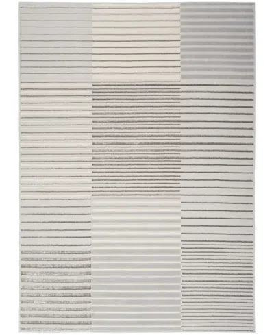 Inspire Me! Home Decor Brushstrokes Bsk04 5'3"x7'3" Area Rug In Silver