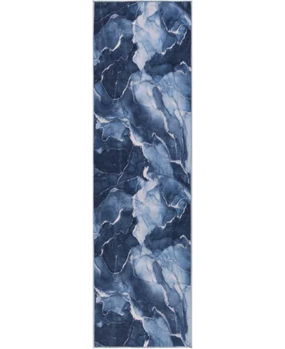Inspire Me! Home Decor Daydream Washable Ddr02 2'2"x7'6" Runner Area Rug In Navy,blue