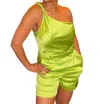 Inspired Fashion One Sleeve Romper In Lime Green In Green