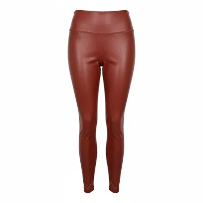 Inspired Fashion Women's High Rise Leggings In Rust In Burgundy