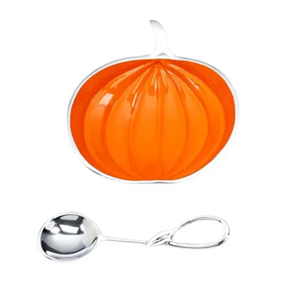 Inspired Generations Lil' Pumpkin With Spoon - Large In Silver In Orange