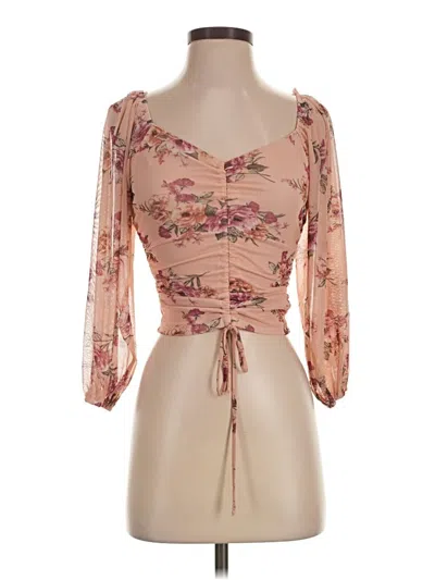 Pre-owned Inspired Hearts 3/4 Sleeve Blouse In Tan