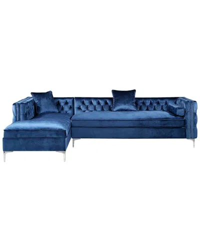 Inspired Home Alison Left-facing Sectional Sofa In Blue