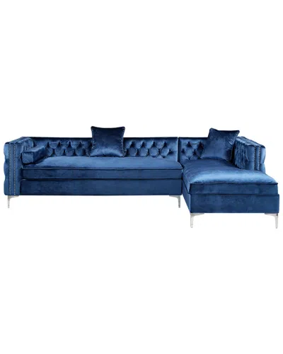 Inspired Home Alison Right Facing Chaise Sectional Sofa In Blue