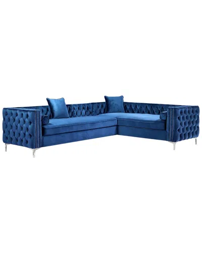 Inspired Home Alison Right-facing Sectional Sofa In Blue