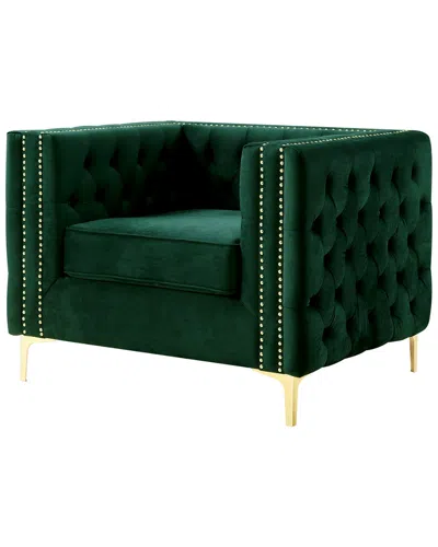Inspired Home Alison Velvet Club Chair In Green