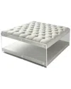 Inspired Home Audrey Cocktail Ottoman In White