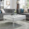 Inspired Home Coco Tufted Ottoman In Silver