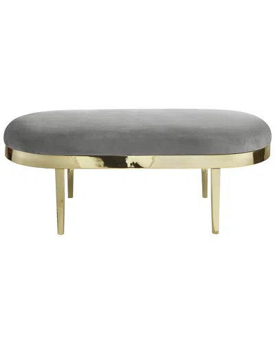Inspired Home Demi Bench Upholstered Grey Velvet In Gray