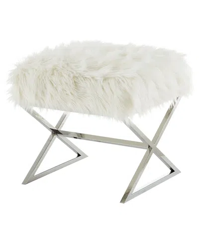 Inspired Home Dnu  Aurora Ottoman In White