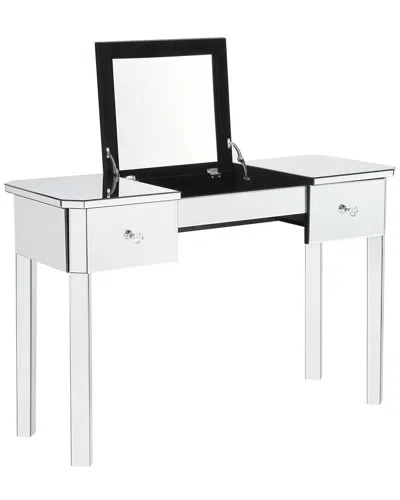 Inspired Home Dnu  Louisa Makeup Vanity Table In Silver