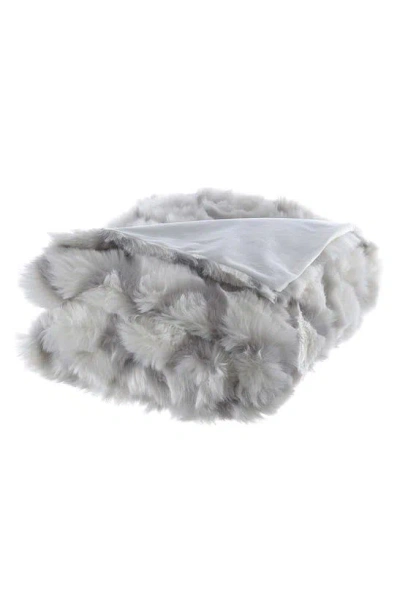 Inspired Home Faux Fur Throw Blanket In Gray