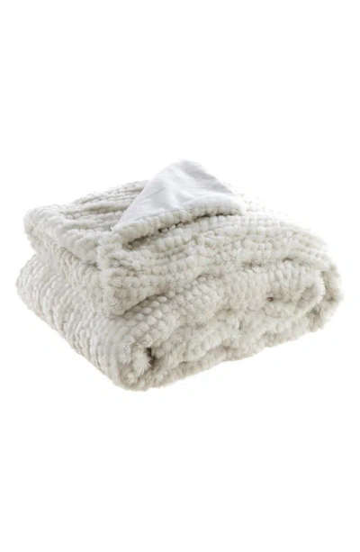 Inspired Home Faux Fur Throw Blanket In Neutral