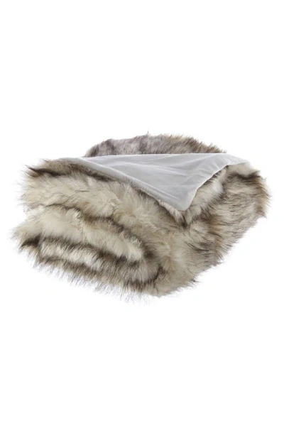 Inspired Home Faux Fur Throw Blanket In Neutral