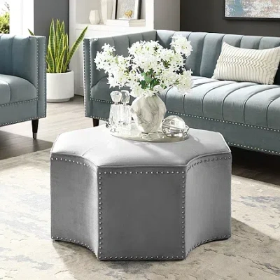 Inspired Home Fiorella Upholstered Ottoman In Gray