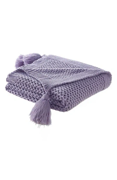 Inspired Home Honeycomb Knit Throw Blanket In Purple