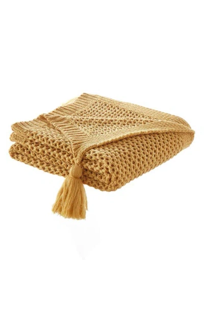 Inspired Home Honeycomb Knit Throw Blanket In Yellow
